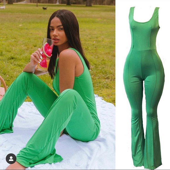 Green fitted jumpsuit by shop Chris Zoe - Picture 2 of 6